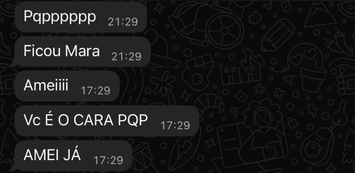Mensagem de cliente elogiando o resultado entregue