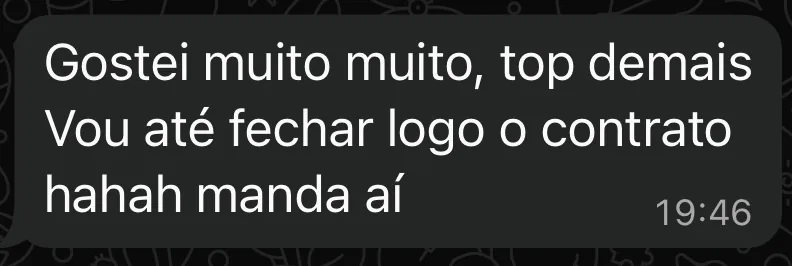Trecho de conversa com elogio direto ao time